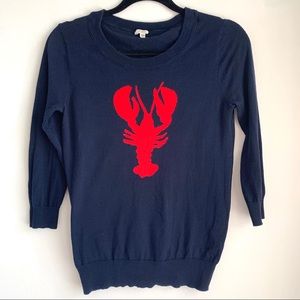 J. Crew Lobster Sweater Navy Blue and Red